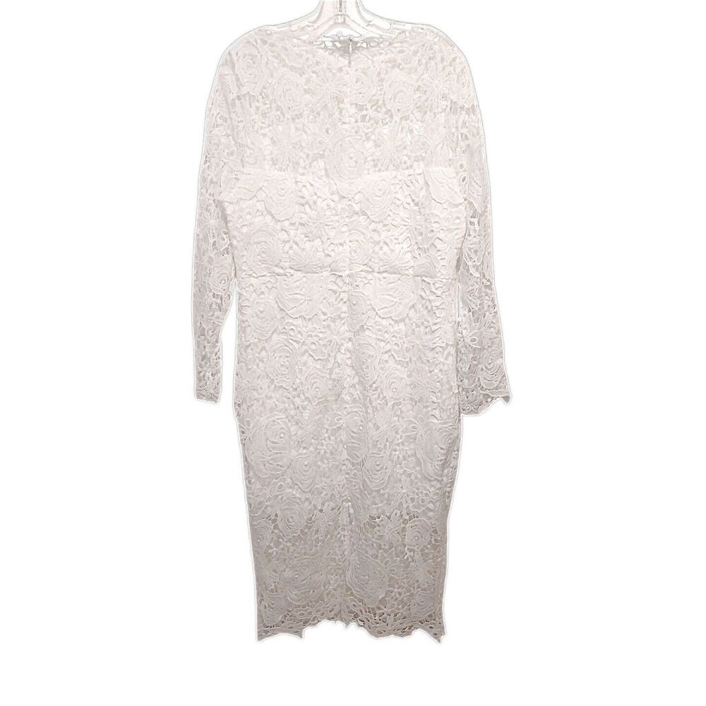Wedding Dress Sz M Lined Simple Courthouse Elegant Rose Lace Long Sleeve Lined